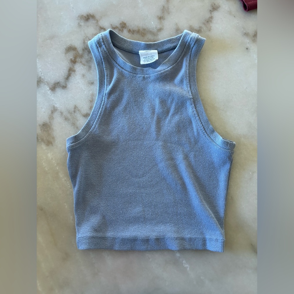 Light Blue Ribbed Tank Top